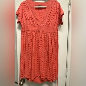 BCBGMax Azria coral, eyelet dress